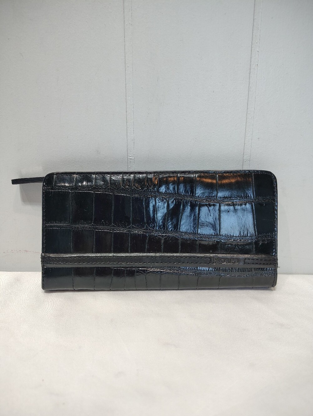 Rolfs Union Wallet‎ in Crocodile Black Zip Around Patent Leather